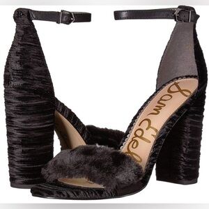 Sam Edelman ‘Yaro’ Sandals Black Fur Size 9.5 EUC